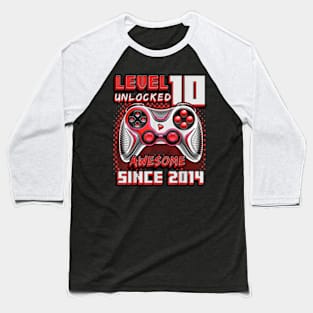 10th Birthday Gamer 10 Year Old Bday Boy Ten Son Baseball T-Shirt